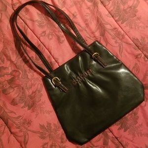 Victoria's Secret black leather red stitched purse